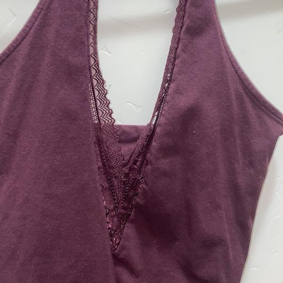 Maroon, V-neck, Bodysuit, Size M - Picture 2 of 2